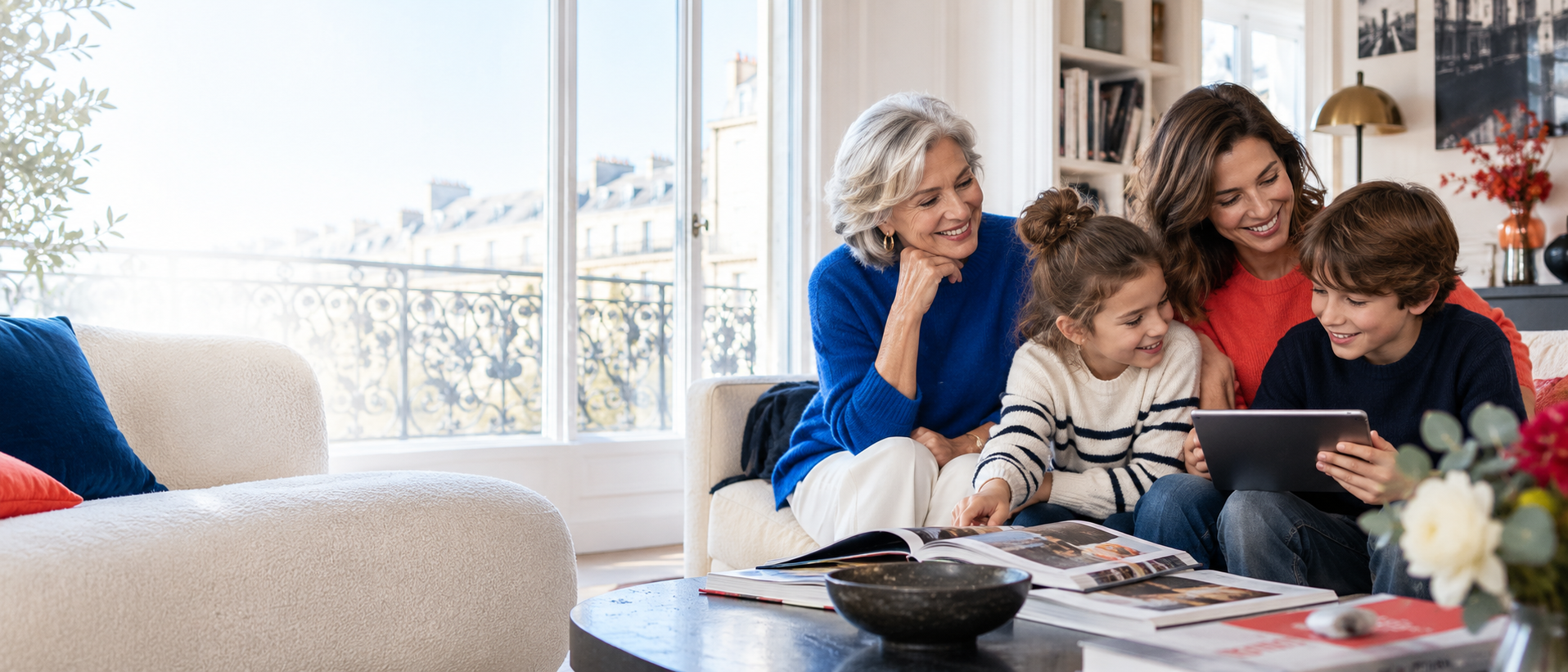 Trois générations réunies autour d’un moment de partage